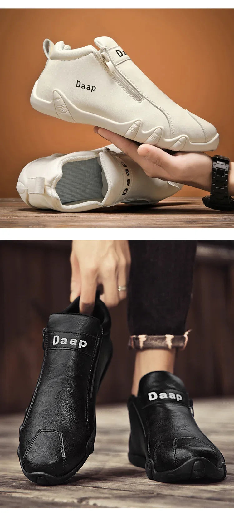British Style Fashion Short Boots Men  Luxury Leather Anti Slip Comfortable Work Shoes Outdoor Travel Sports Casual Shoes 2024