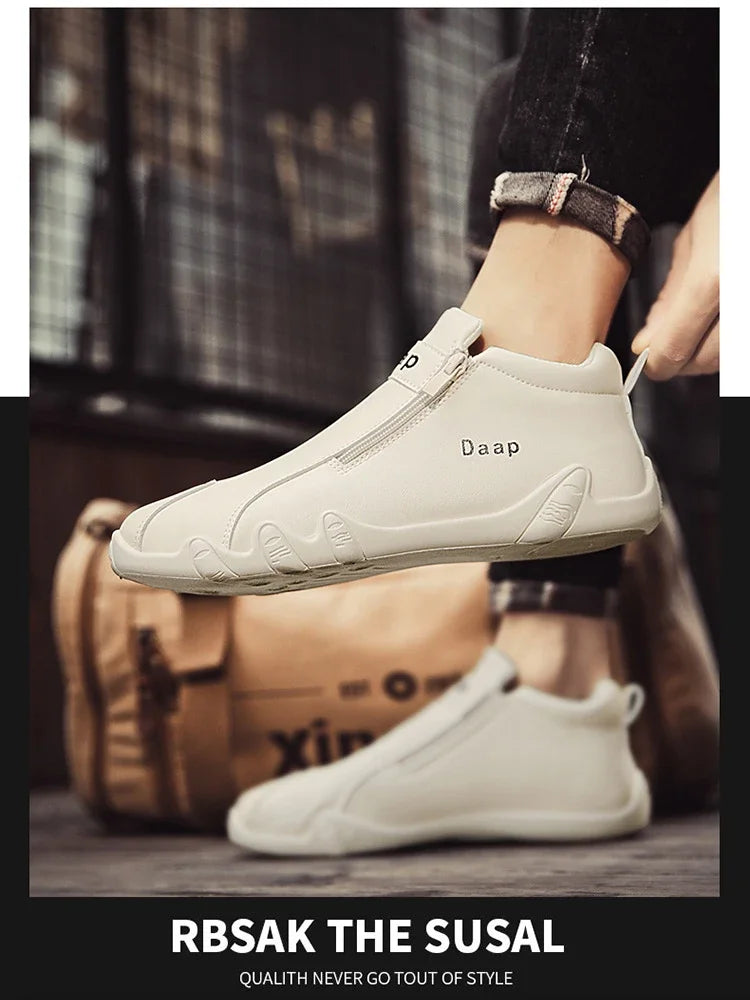 British Style Fashion Short Boots Men  Luxury Leather Anti Slip Comfortable Work Shoes Outdoor Travel Sports Casual Shoes 2024