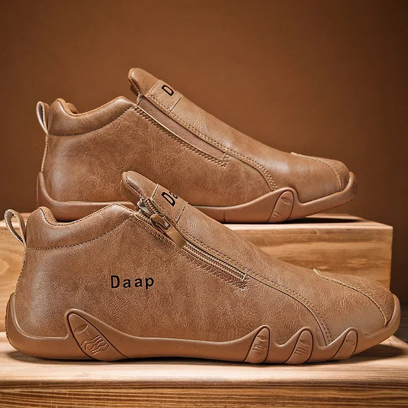 British Style Fashion Short Boots Men  Luxury Leather Anti Slip Comfortable Work Shoes Outdoor Travel Sports Casual Shoes 2024