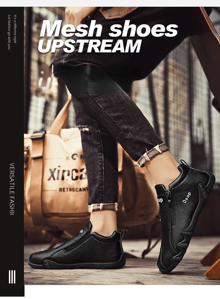 British Style Fashion Short Boots Men  Luxury Leather Anti Slip Comfortable Work Shoes Outdoor Travel Sports Casual Shoes 2024
