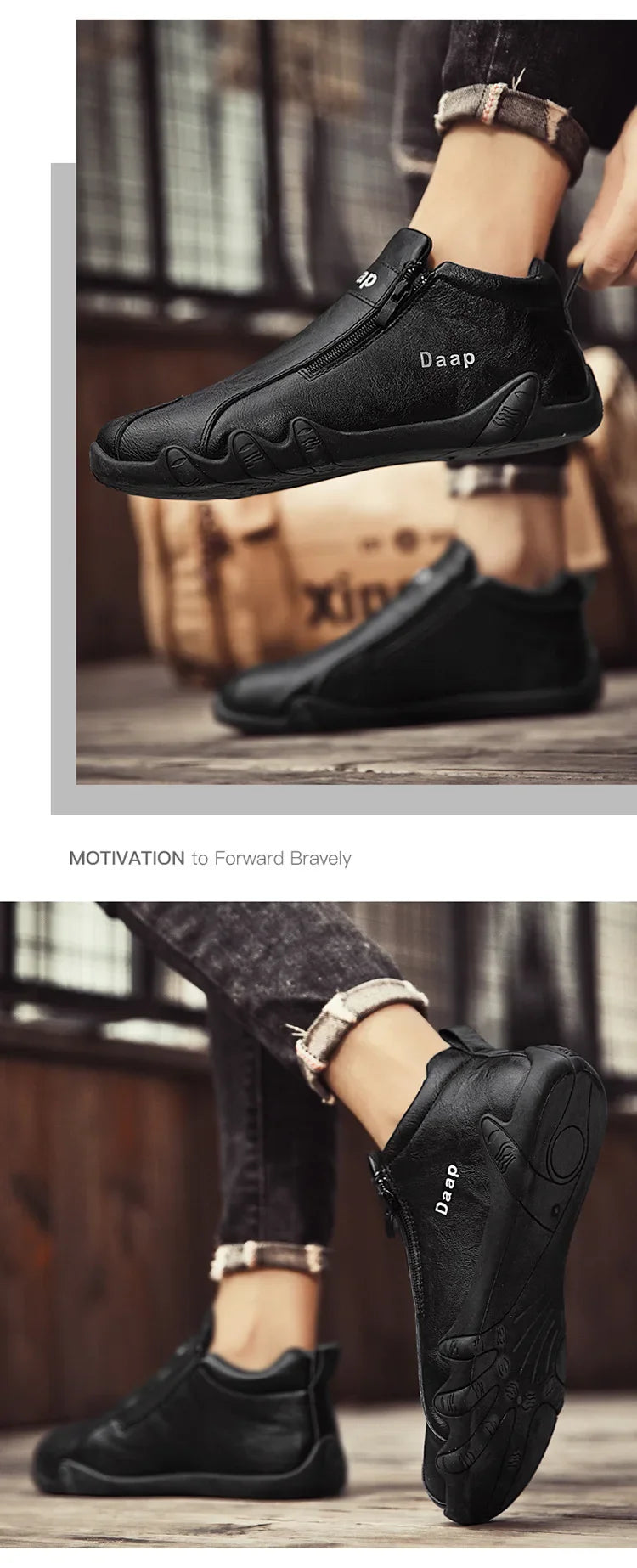 British Style Fashion Short Boots Men  Luxury Leather Anti Slip Comfortable Work Shoes Outdoor Travel Sports Casual Shoes 2024