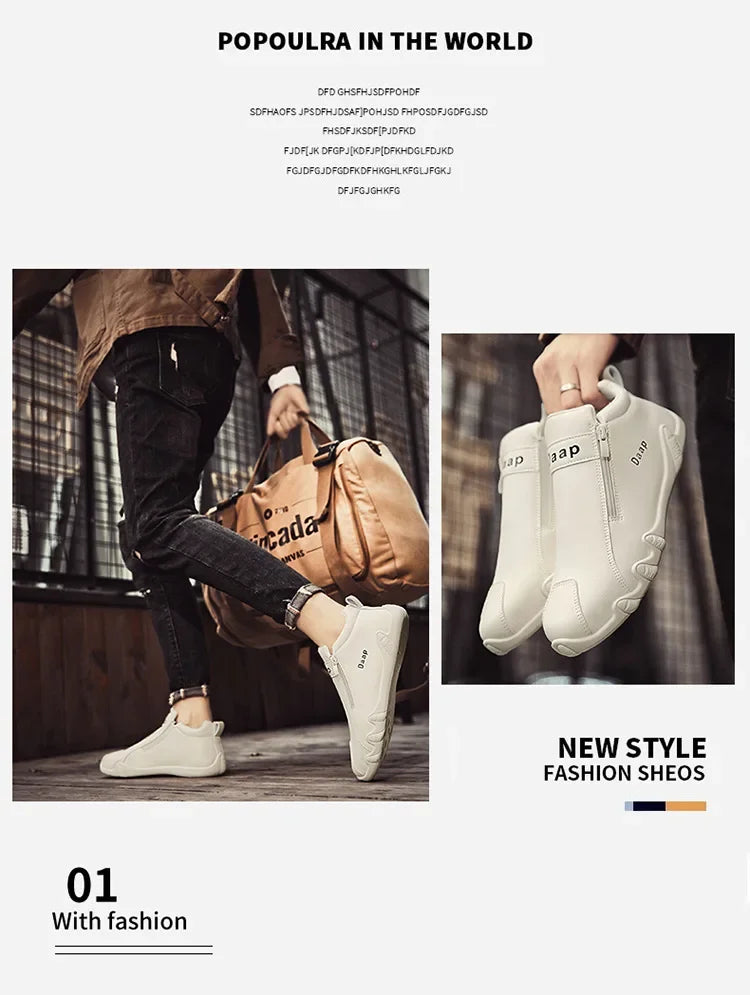 British Style Fashion Short Boots Men  Luxury Leather Anti Slip Comfortable Work Shoes Outdoor Travel Sports Casual Shoes 2024